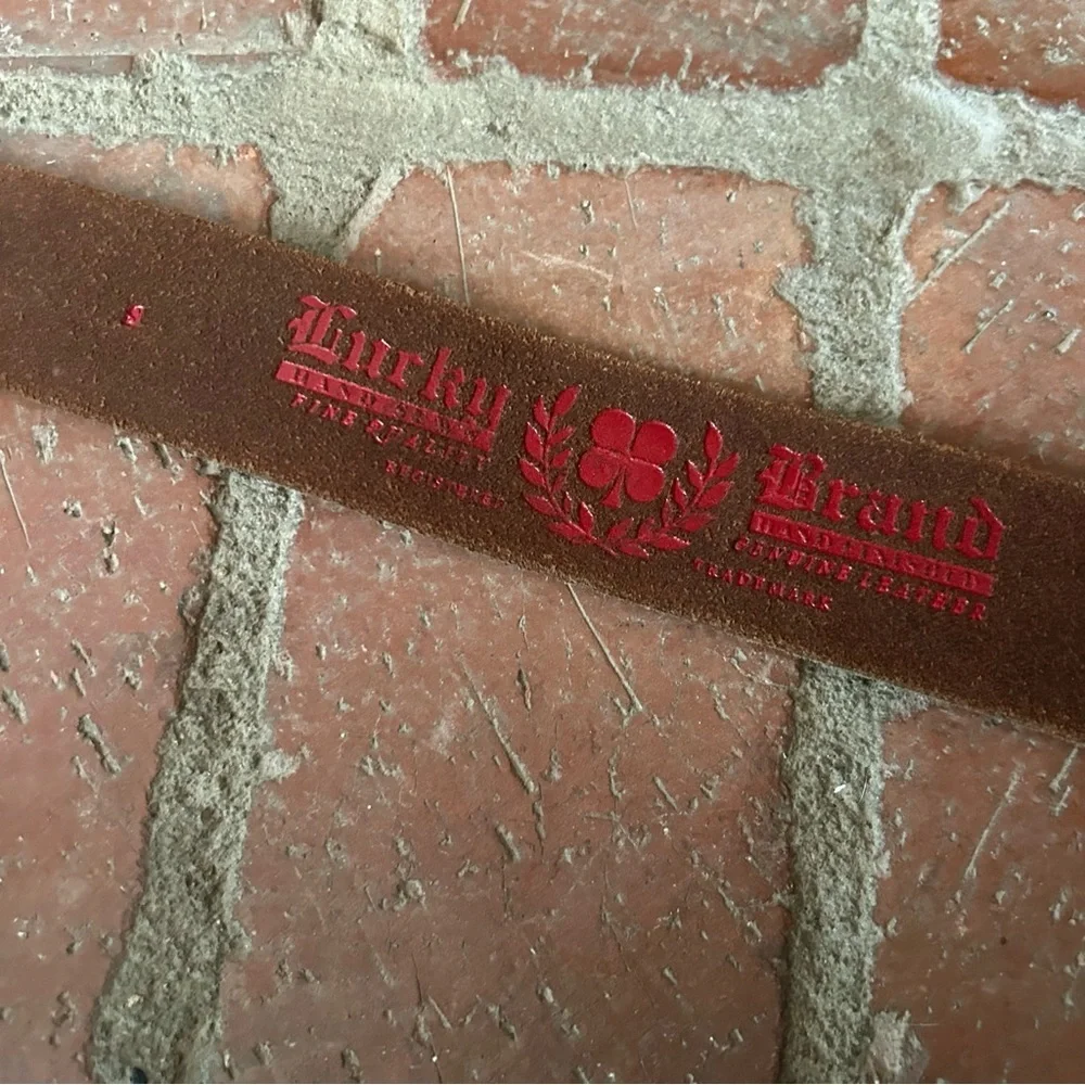 VTG Lucky Brand Brass Dragon Leather Belt Sz S